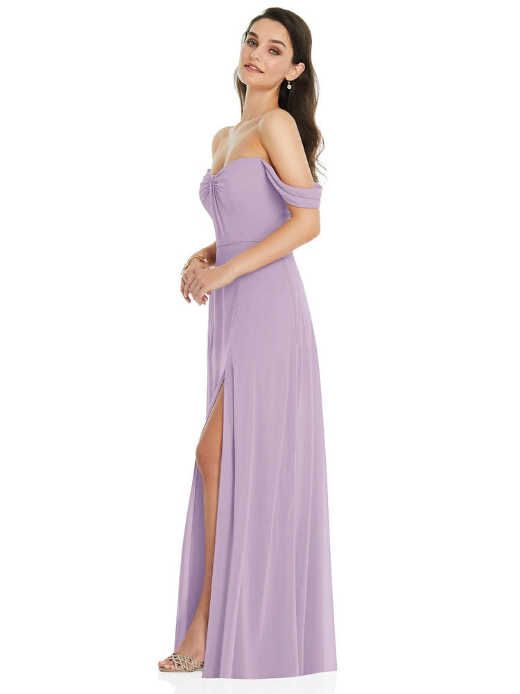 Off The Shoulder Draped Sleave Maxi 3105 by Dessy