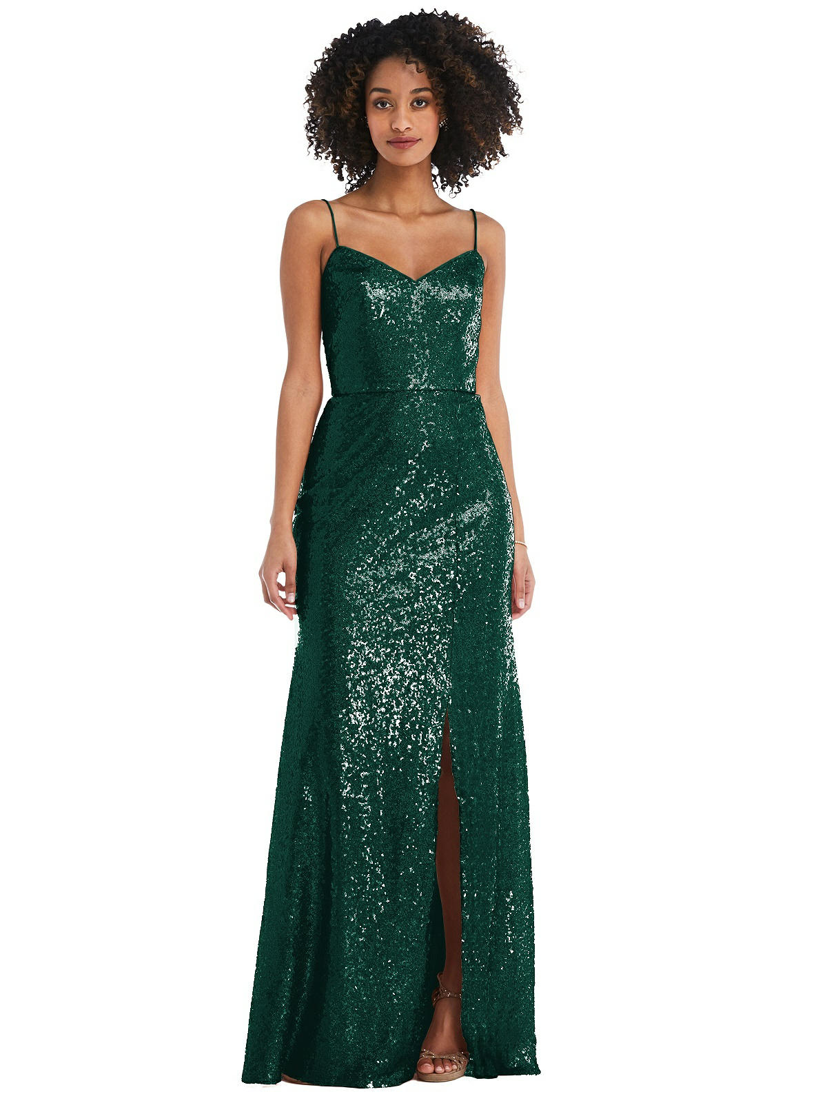 6845 Spaghetti Strap Sequin Gown by Dessy